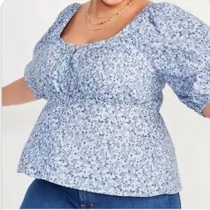 Old Navy Floral Milkmaid Puff Sleeve Babydoll Top Smocked Back for a Perfect Fit